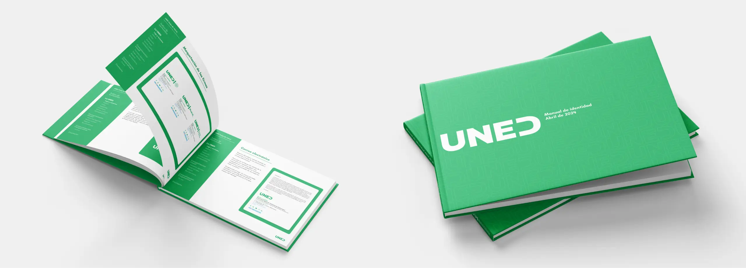 Presentación del manual de identidad de marca UNED 2024 en un libro